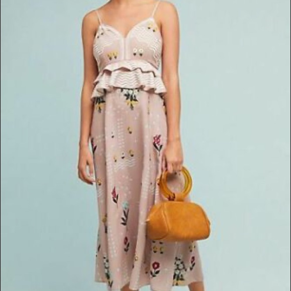 Anthropologie Pink Floral Dress